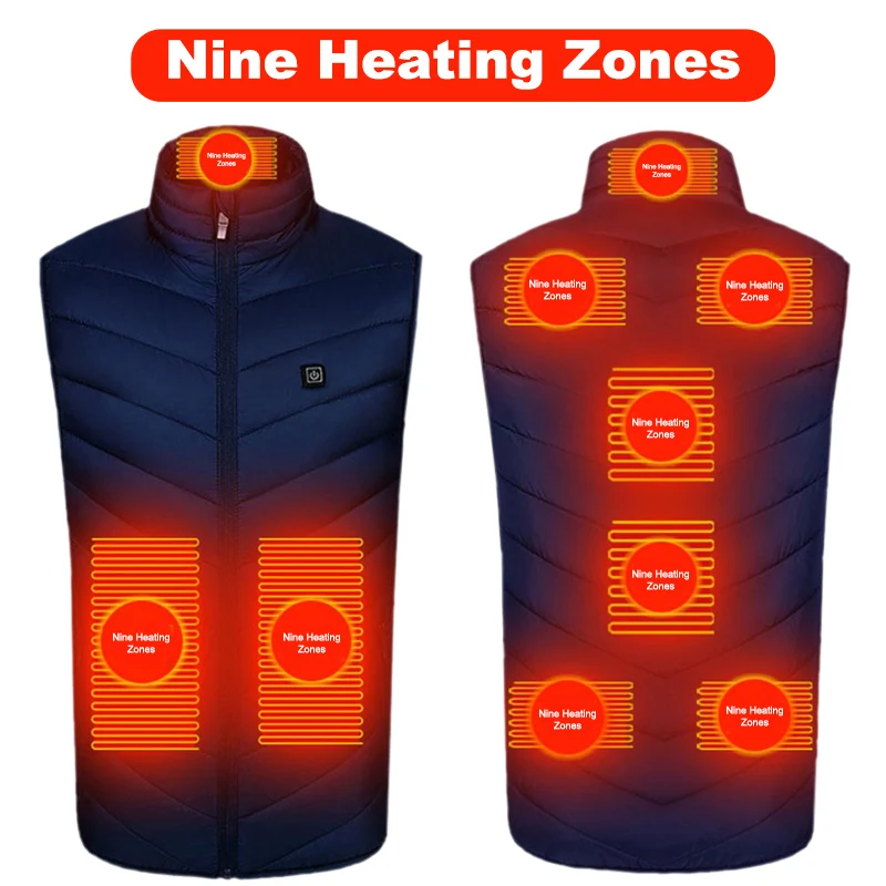 

USB Electric Heating Vest 2/8/9 Pleaces Heated Jacket Mens Clothes | giubbino riscaldato желе с подогѬевом warmte vest